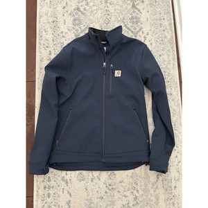 Carhartt Crowley Jacket Men M Heavyweight Soft Shell Fleece Lined Rain Coat Navy